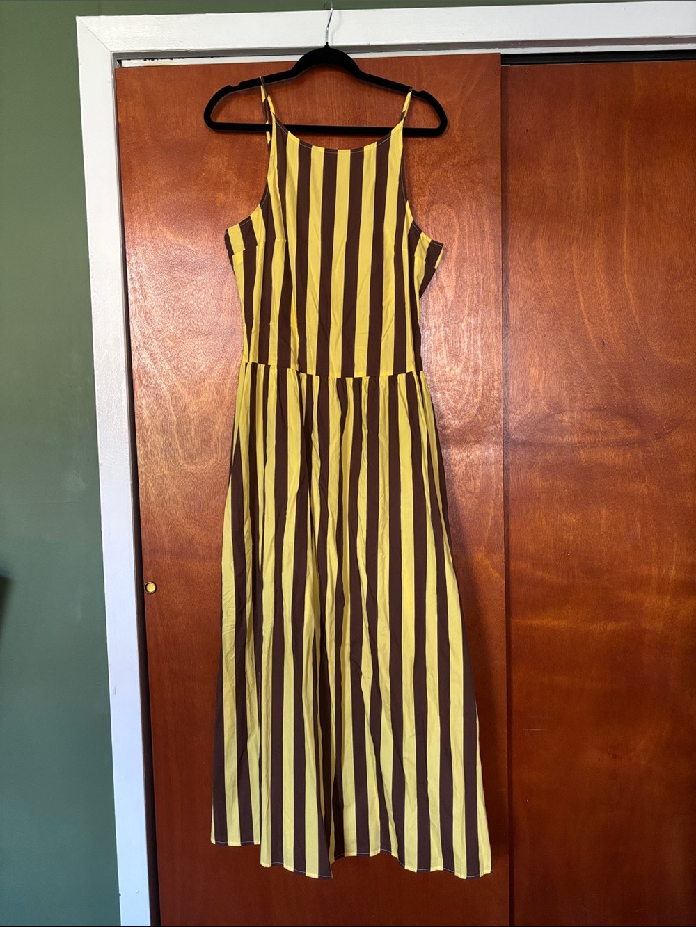 ASOS Yellow and Brown Striped Midi Dress